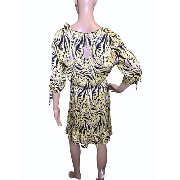 NWT‎ ESQUALO Wrap Dress Zebra Print Yellow Black  Size 8, Ruffle Feminine - Picture 9 of 16